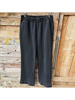 FB County Black Sweatpants Size L with Frayed Hem Detail